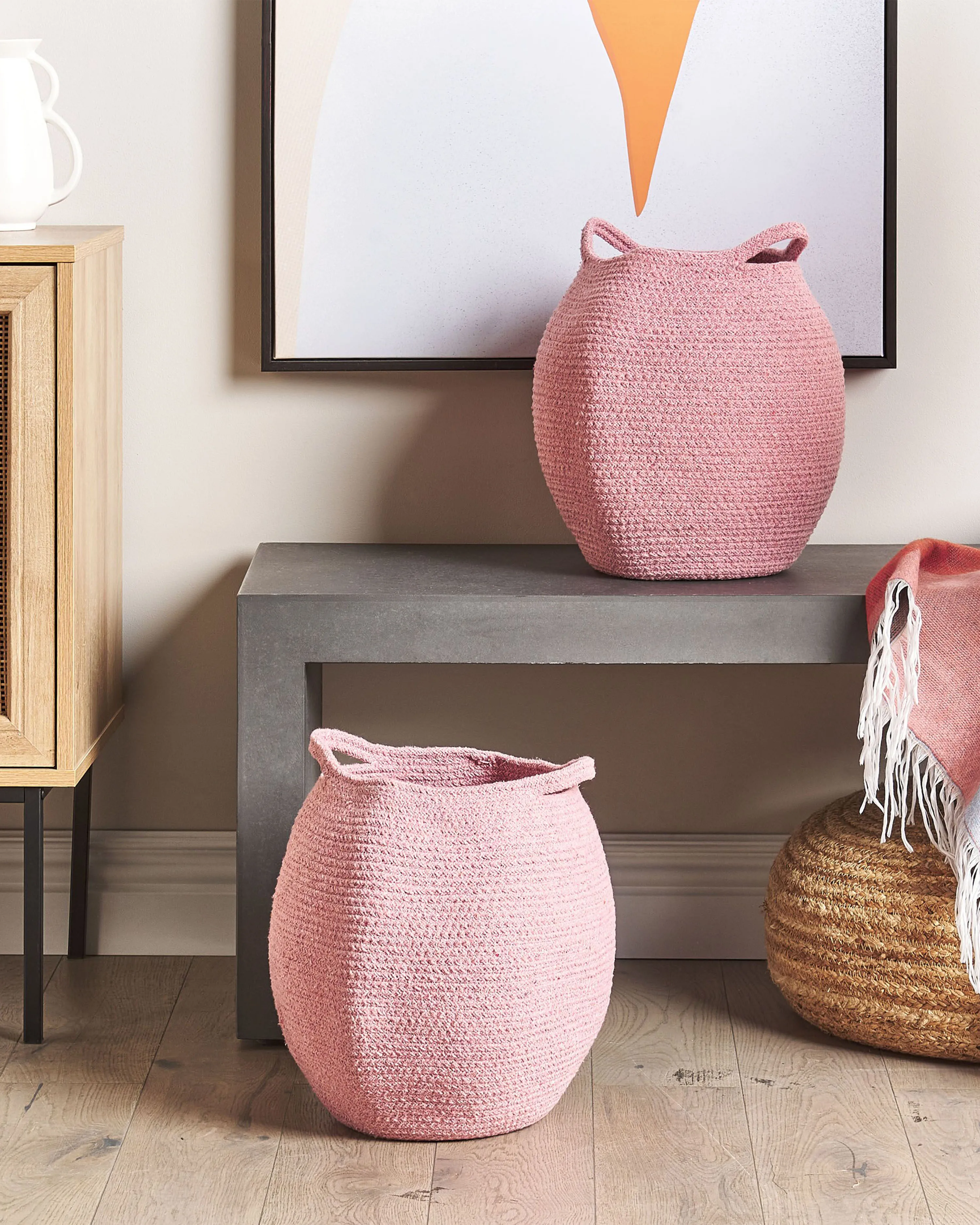 Set van 2 manden PANJGUR Katoen Roze