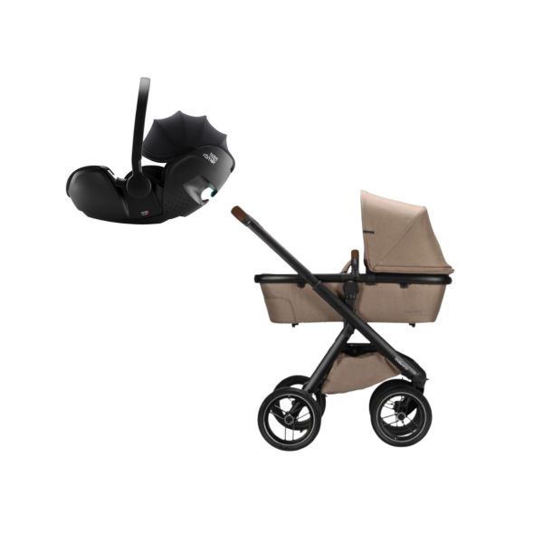 Dubatti One E5 Kinderwagen 3-in-1 - Black / Black - Sand | Britax Römer Baby-Safe Pro Autostoeltje - Galaxy Black