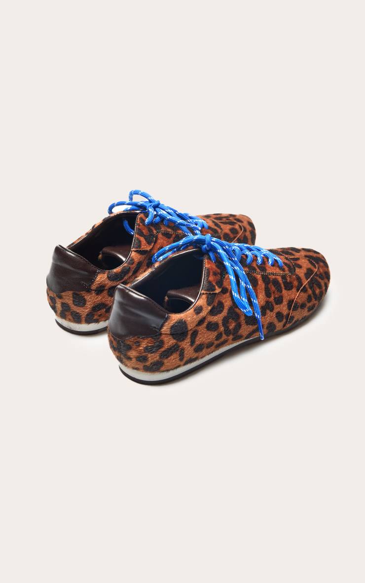 Léopard Baskets À Lacets Contrastés En Synthétique