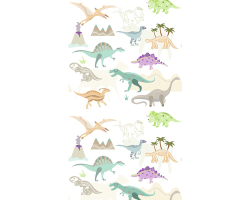 Vliesbehang 39194-1 The Wall II Kinderdinosaurussen Wit Groen 3-delige set 159 x 280 cm