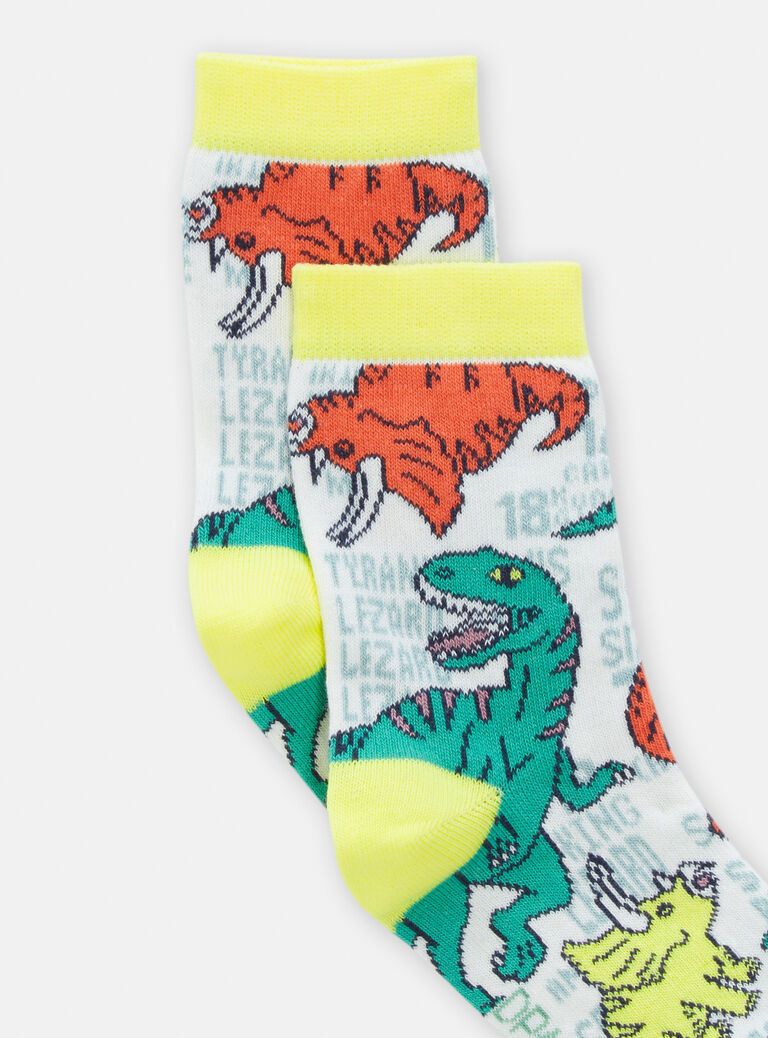 Chaussettes écrues à motif dinosaures pour garçon