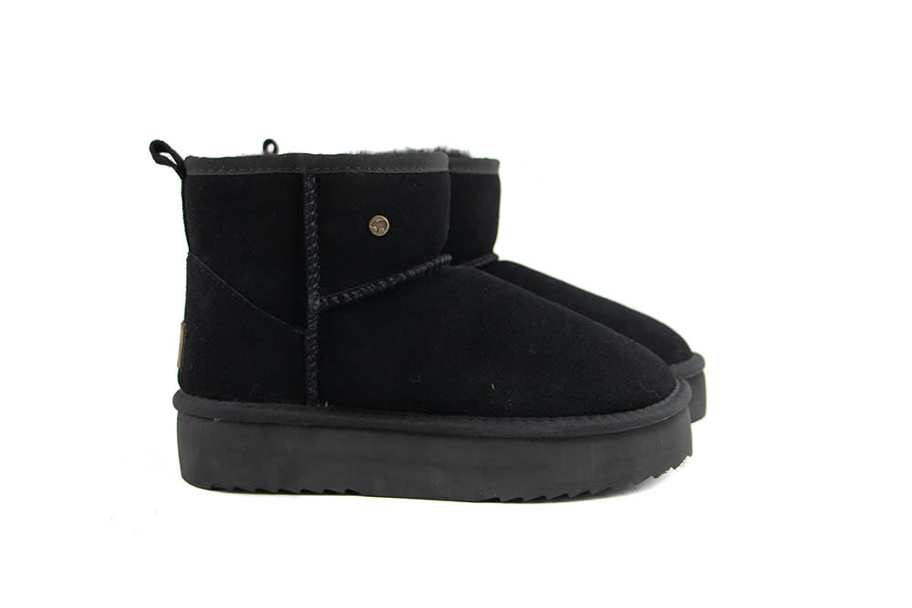 Warmbat Boots Wallaby Plateau Black Suede