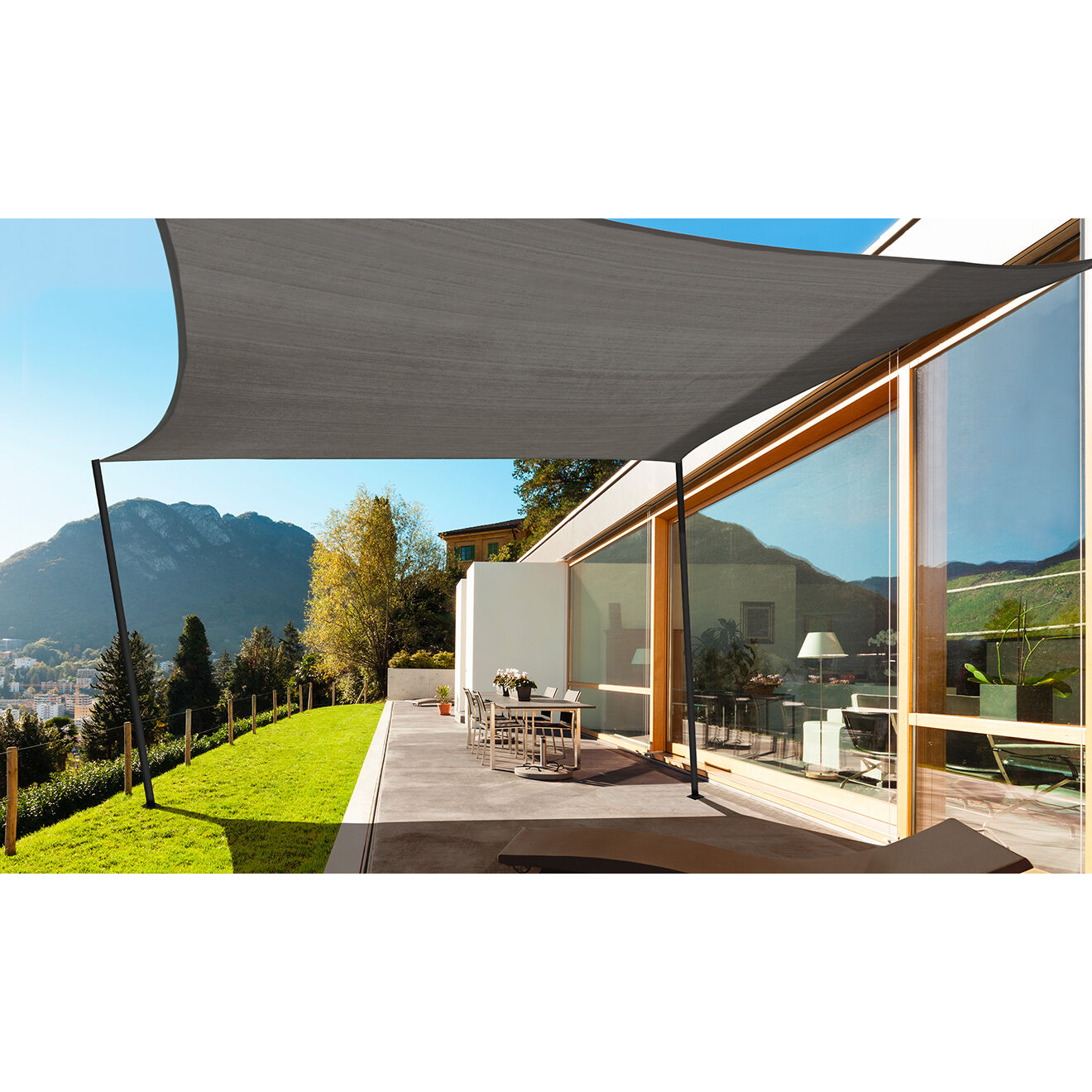 Pratik Garden Voile d'ombrage rectangulaire gris - 3.5x3.5 m