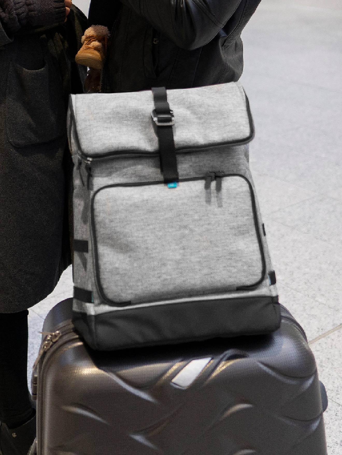 Mochila para fraldas BABYMOOV Le Sancy, tamanho médio, cinza liso