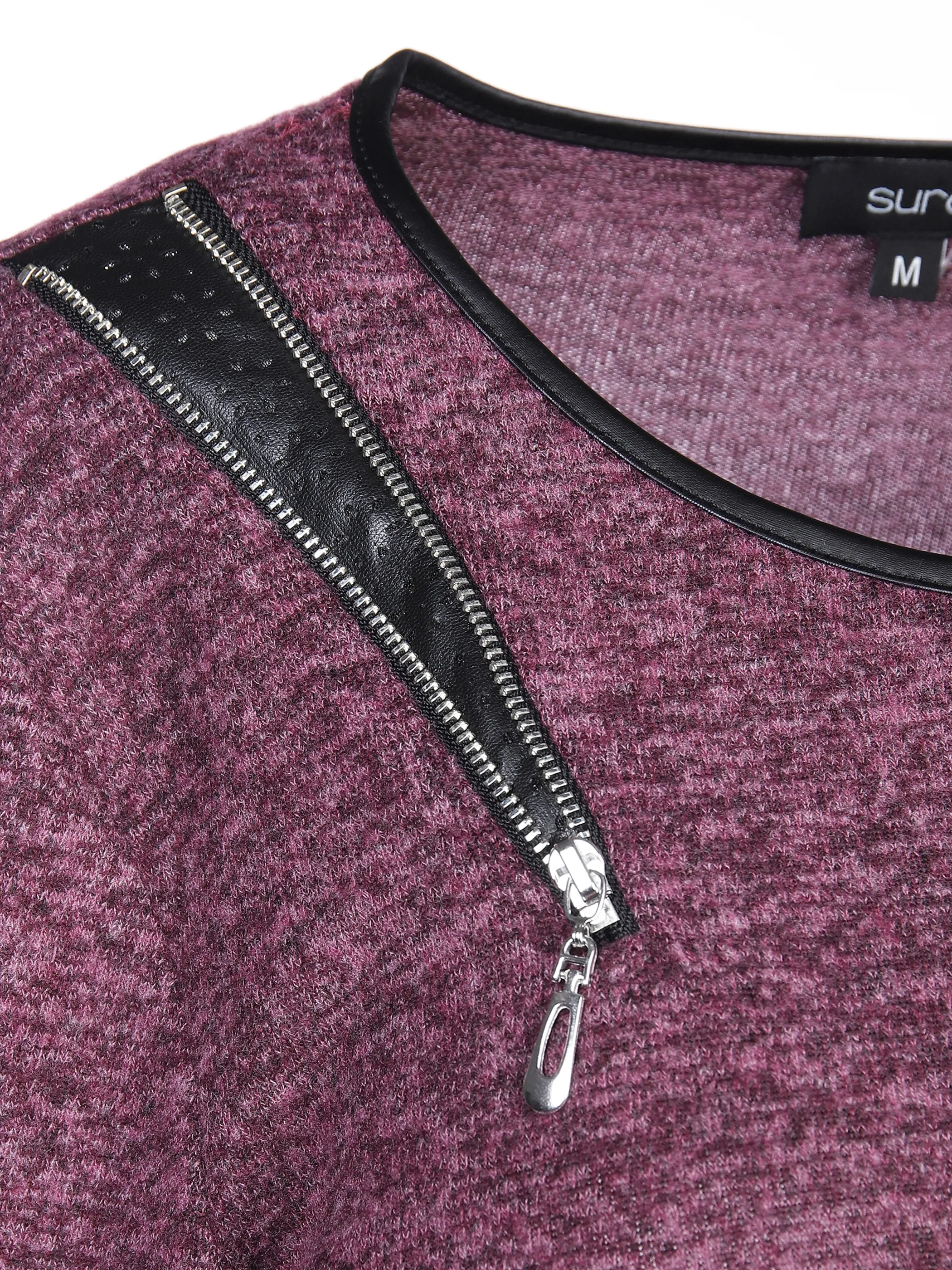 Damen Flauschshirt mit Reißverschluss-Detail