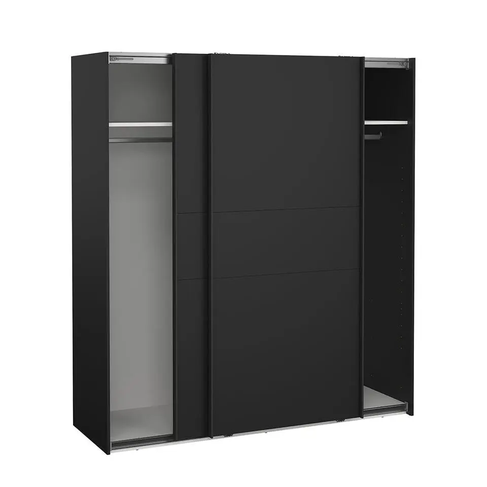 Hioshop Como schuifdeurkast 2 deuren 180x200cm mat zwart