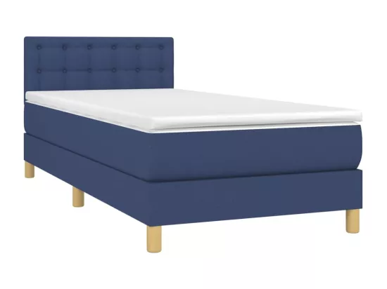 Sommier tapissier avec matelas et LED Bleu 90x190 cm Tissu