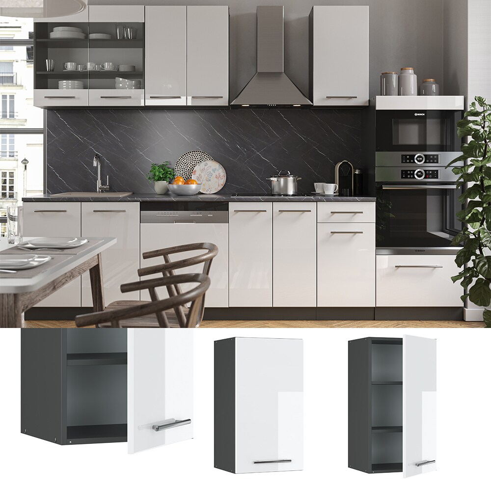 VICCO Hängeschrank 40 cm Weiß Hochglanz Küchenschrank Hängeschrank Küchenzeile Fame-Line