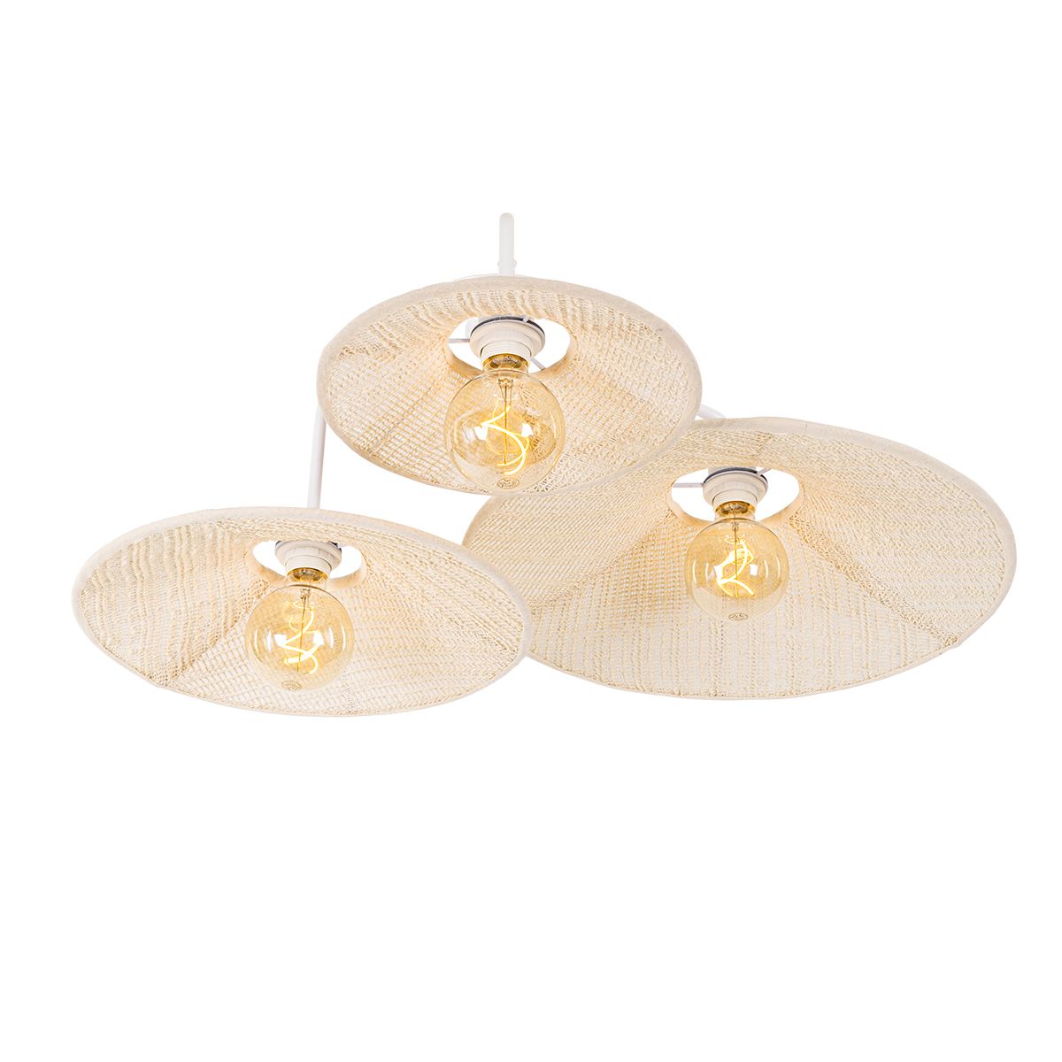Design plafondlamp wit met stof 3-lichts - Jane