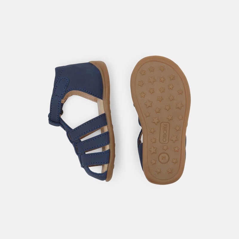 Sandales premiers pas tout cuir bleues bébé garçon Bleu