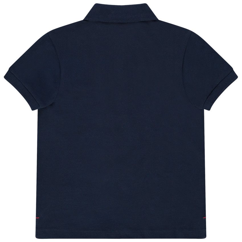 Polo manches courtes uni en coton bio - Bleu marine