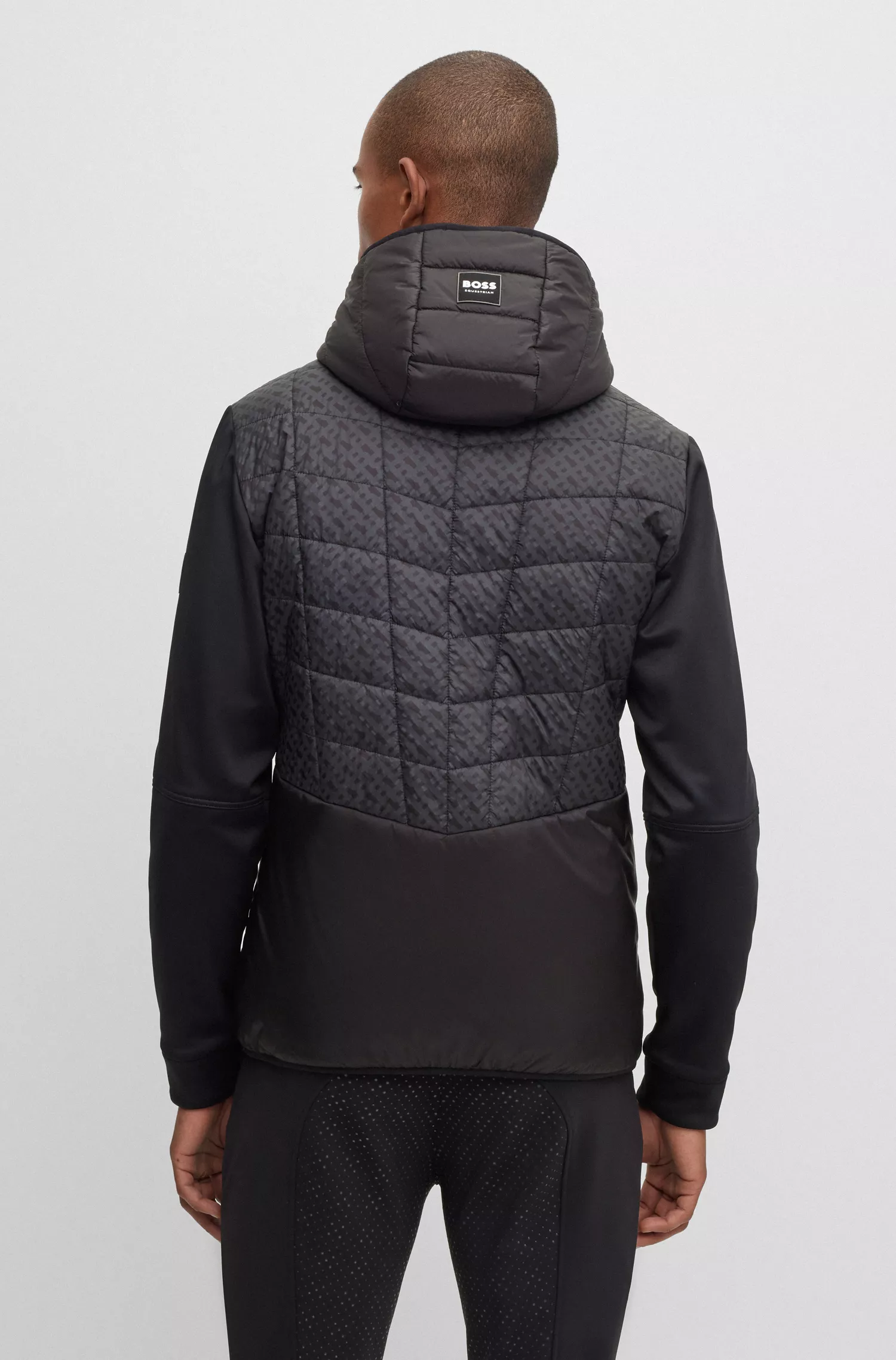 Jaqueta softshell com capuz BOSS Black-Equestrian e estampa de monograma