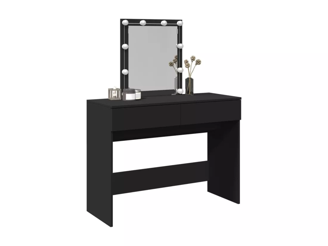Coiffeuse avec LED noir 100x40x130 cm