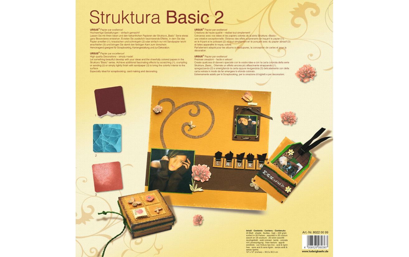 Fotokarton Basic 2, 30,5 x 30,5 cm, 20 BlattBastelblock mit Leinenstruktur