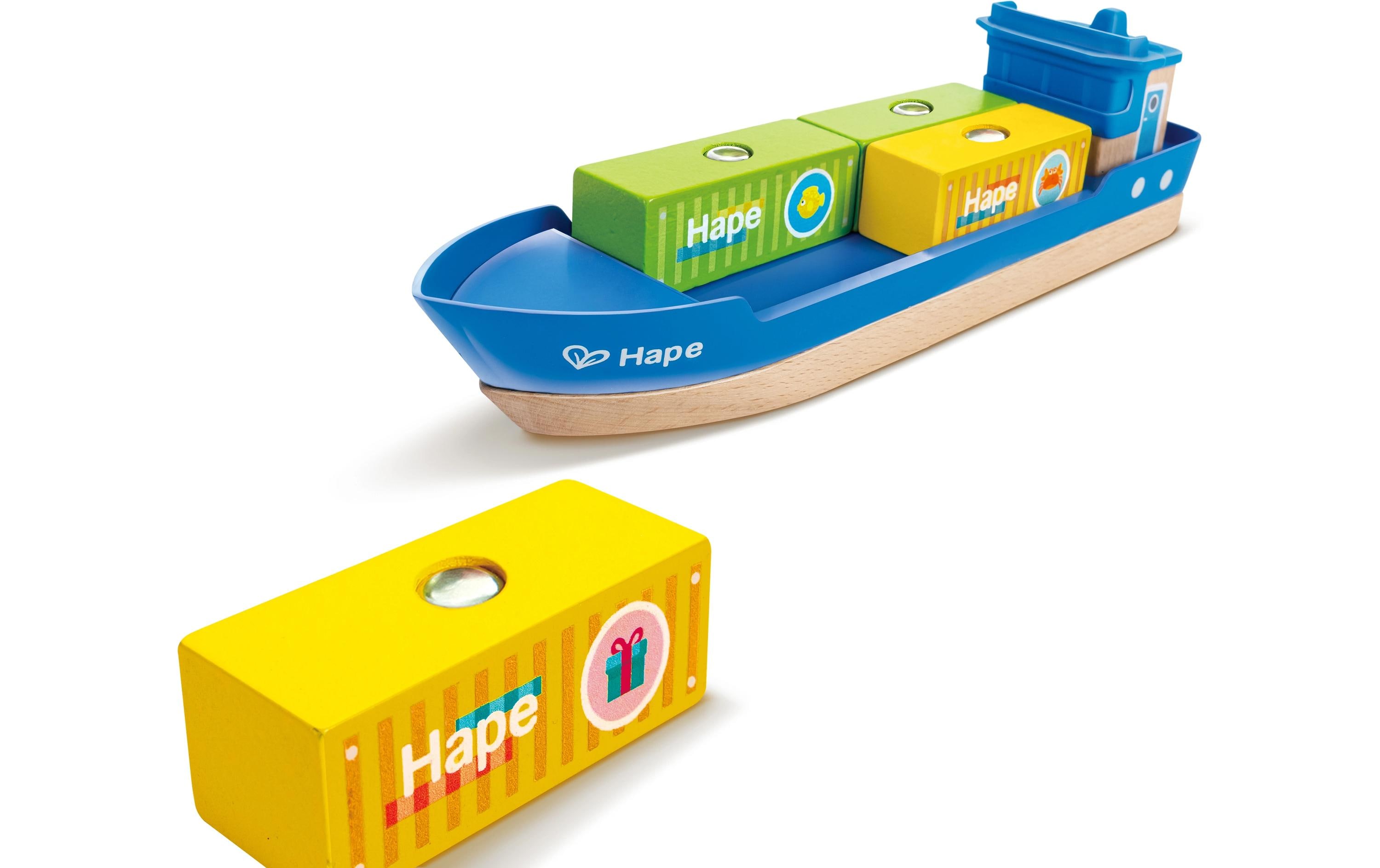 Cargo Ship + CraneZugspielzeug-Zubehör aus Holz