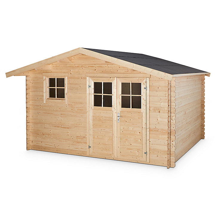 Abri de jardin Blooma Taman en bois coloris naturel ép.34 mm surface extérieure 14,12 m²