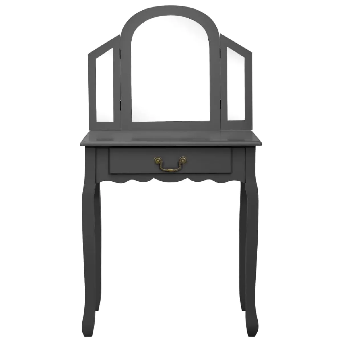 Coiffeuse Helloshop26 avec tabouret gris - 65 x 36 x 128 cm