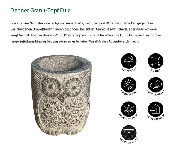 Dehner Granit-Topf Eule, rund, grau, ca.