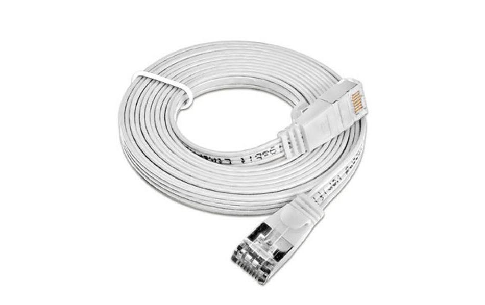 Slimpatchkabel RJ-45 - RJ-45, Cat 6, STP, 1 m, WeissGeschirmtes Twisted-Pair-Kabel (STP) mit Klinkenschutz
