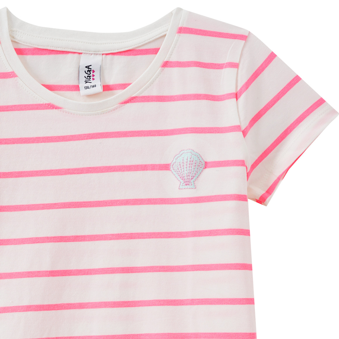 Yigga Mädchen T-Shirt mit Streifen weiss / pink