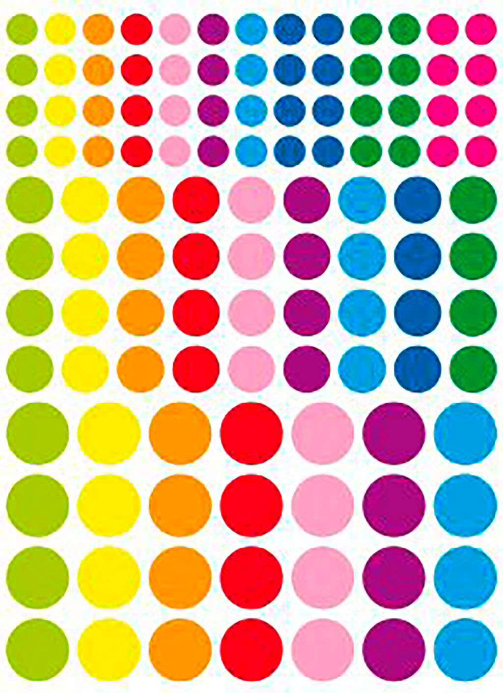 Planche de gommettes rondes multicolores  18.5x30cm