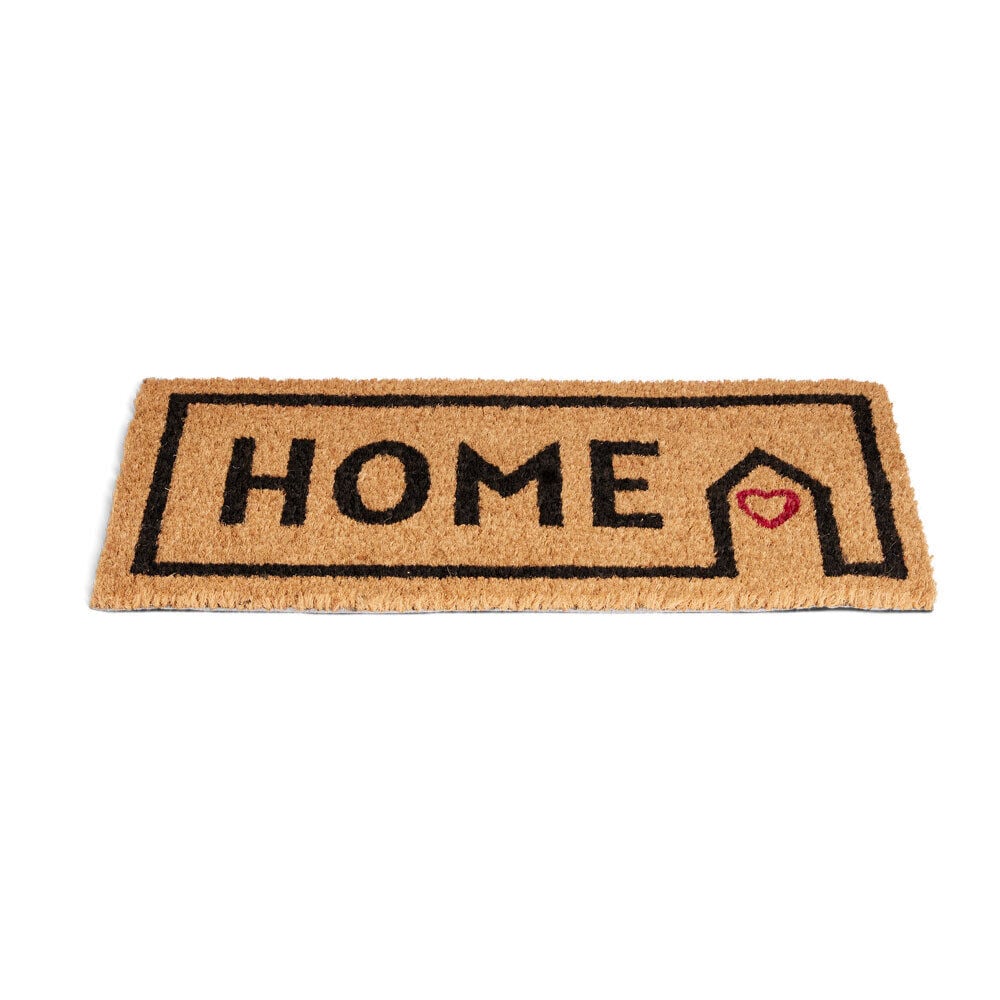 Paillasson coco Home coeur marron et noir 25x55cm
