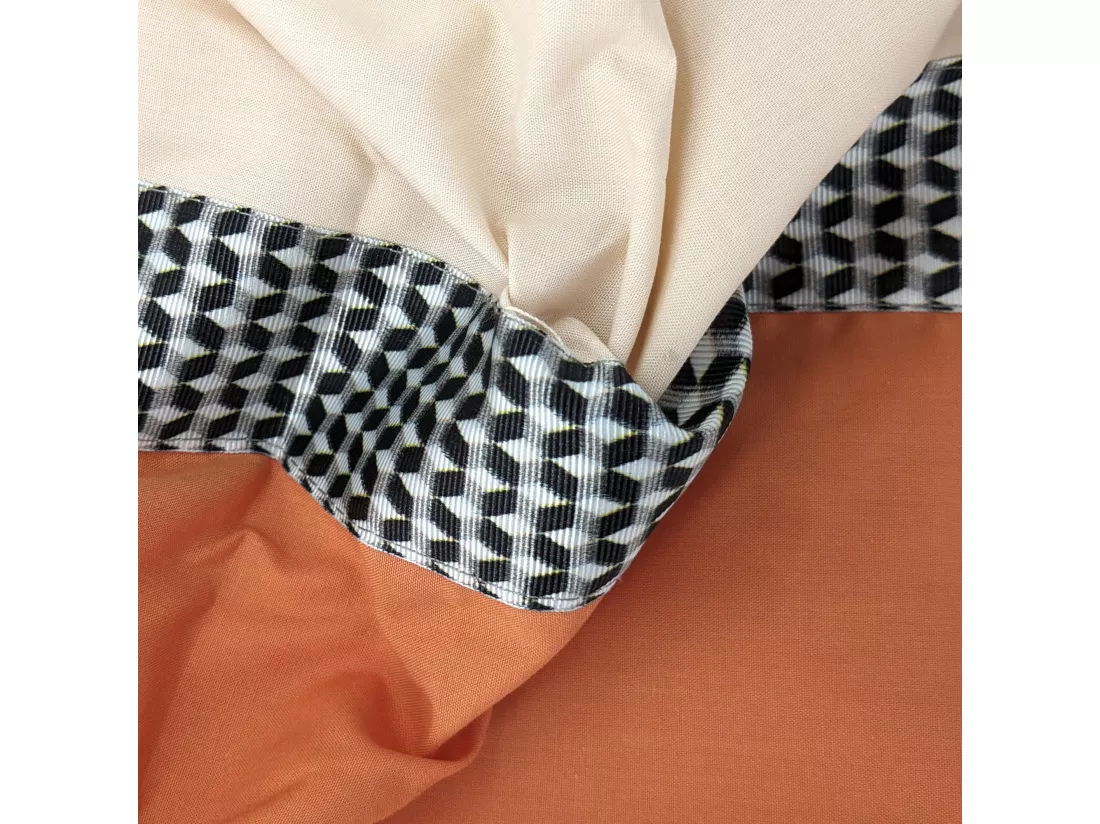 Drap plat 240x310 cm en 100% percale de coton MACASSAR Cognac