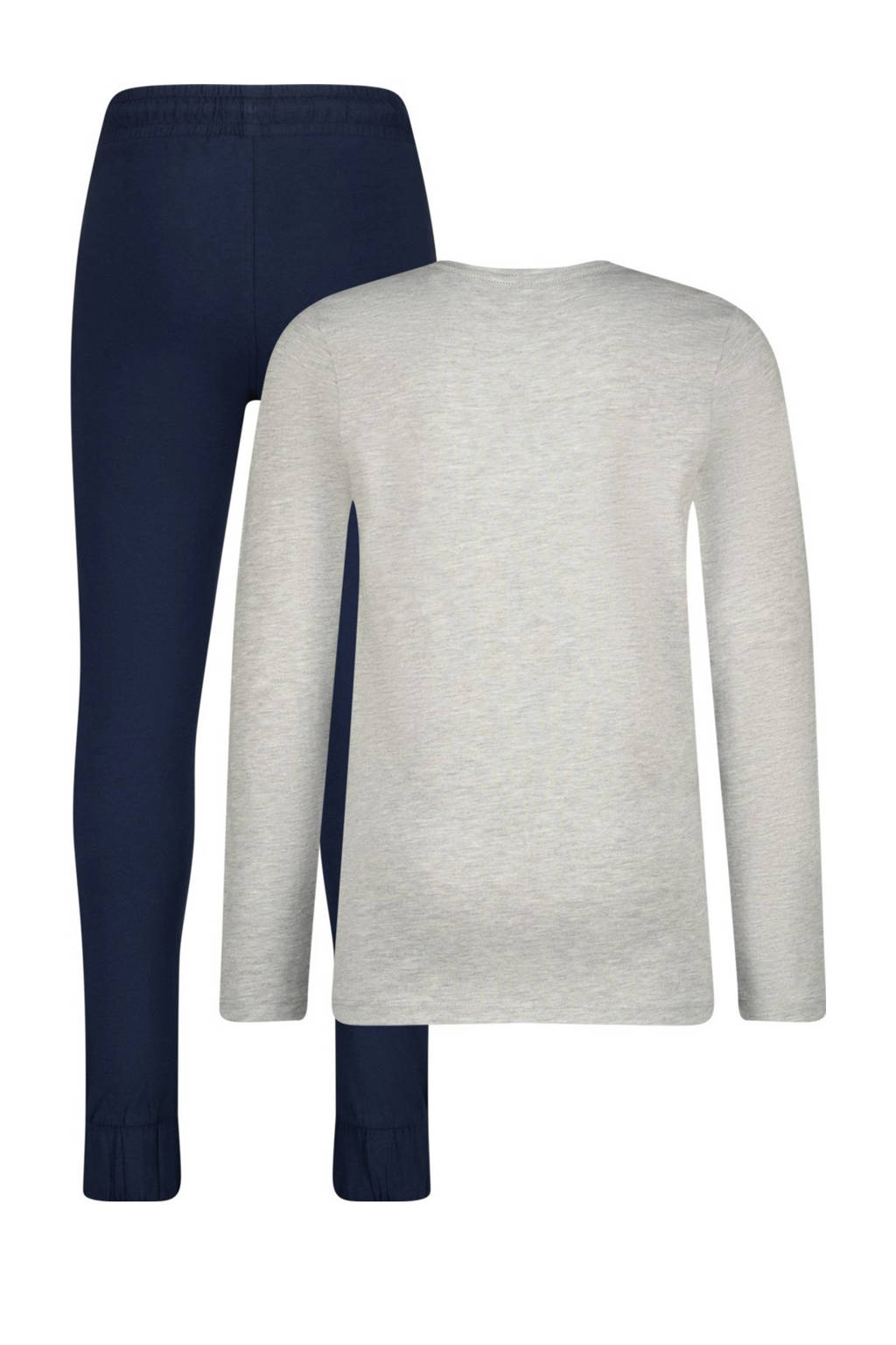 Messi pyjama Champ met printopdruk grijs melange/donkerblauw