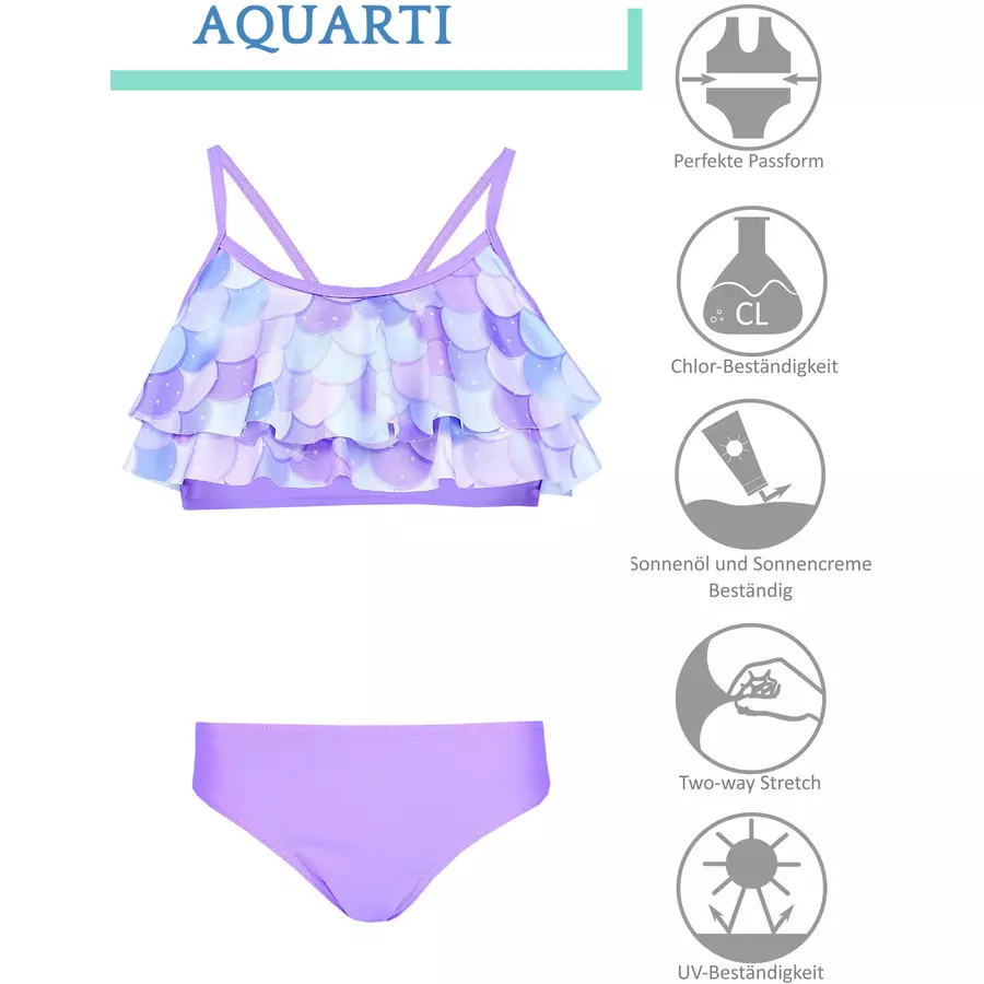 Aquarti Mädchen Bikini Set Zweiteilig Bikinislip Bustier lila