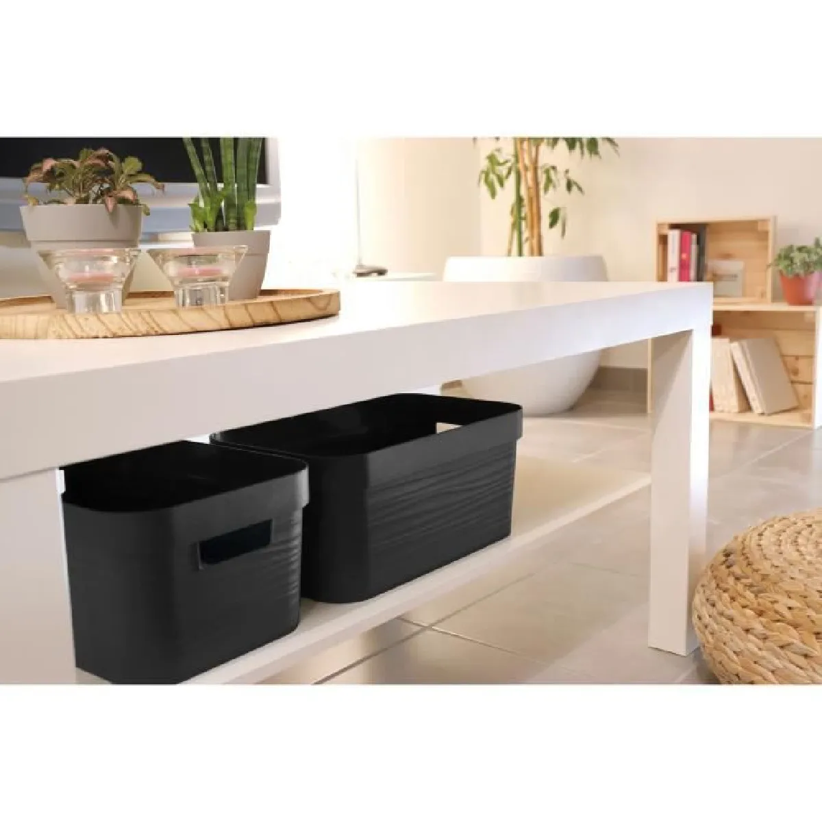 EDA Plastiques - Boîte de rangement Decor Stone 6L - Noir
