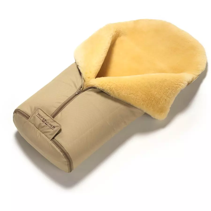 Hofbrucker Kinderwagen Lammfell Fußsack Iglu Hergestellt in Deutschland beige