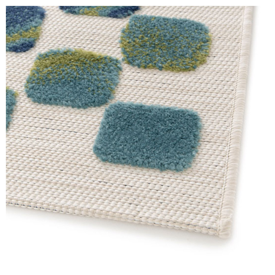 Tapis intérieur et extérieur motif géométrique - idylle - bleu et vert - 123 x 170 cm