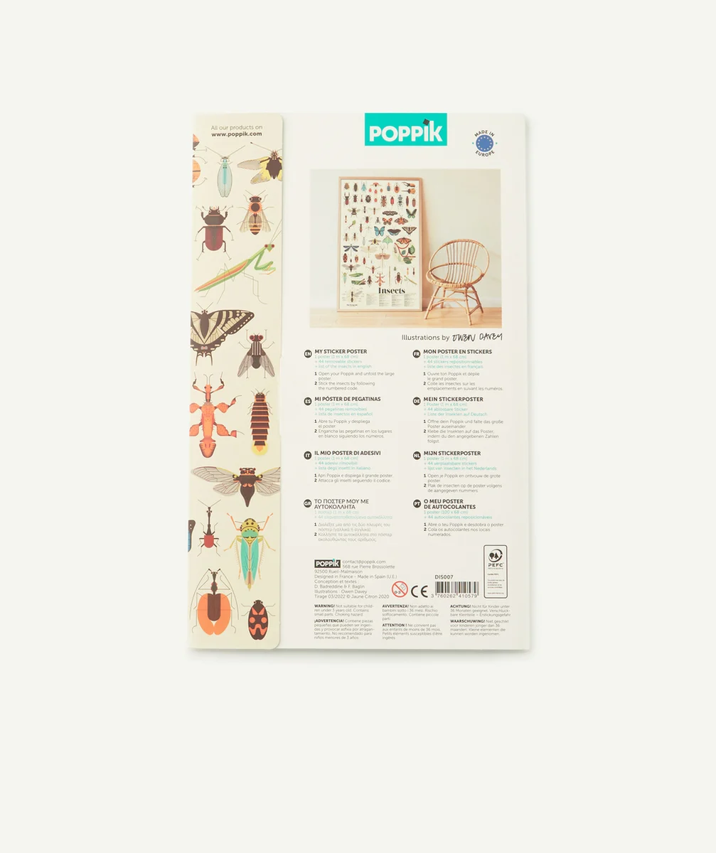 POPPIKPOSTER AVEC STICKERS SUR LES INSECTES 6-12 ANS