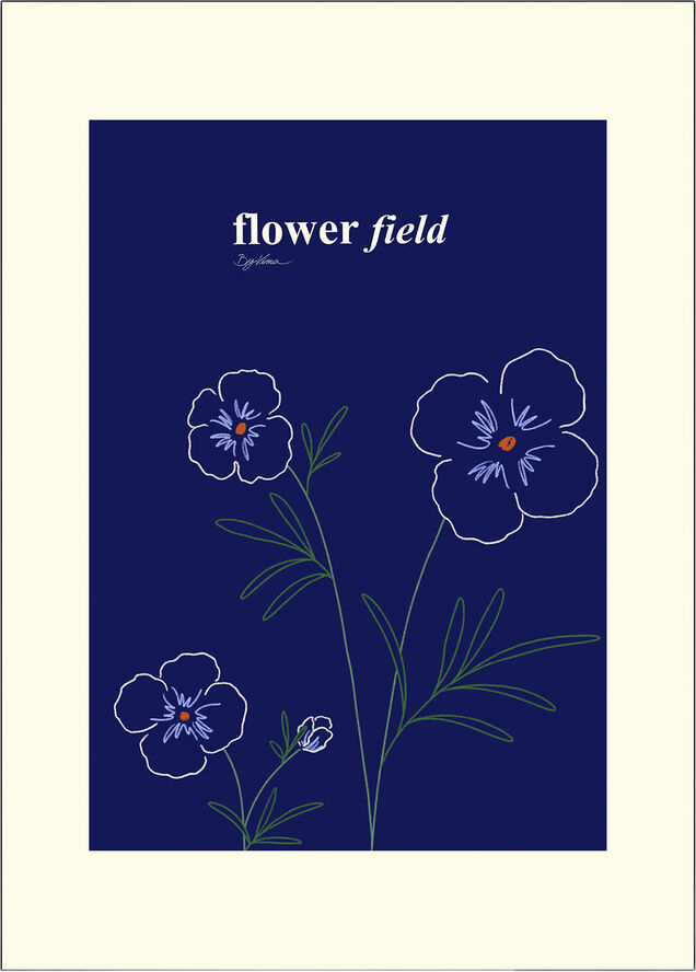 Poster & Frame Flower Field 02 Blå