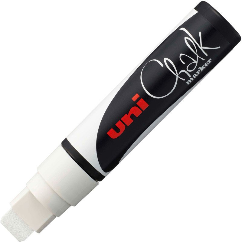 Marqueur craie effaçable Uni-Ball Chalk pointe biseautée 15 mm blanc
