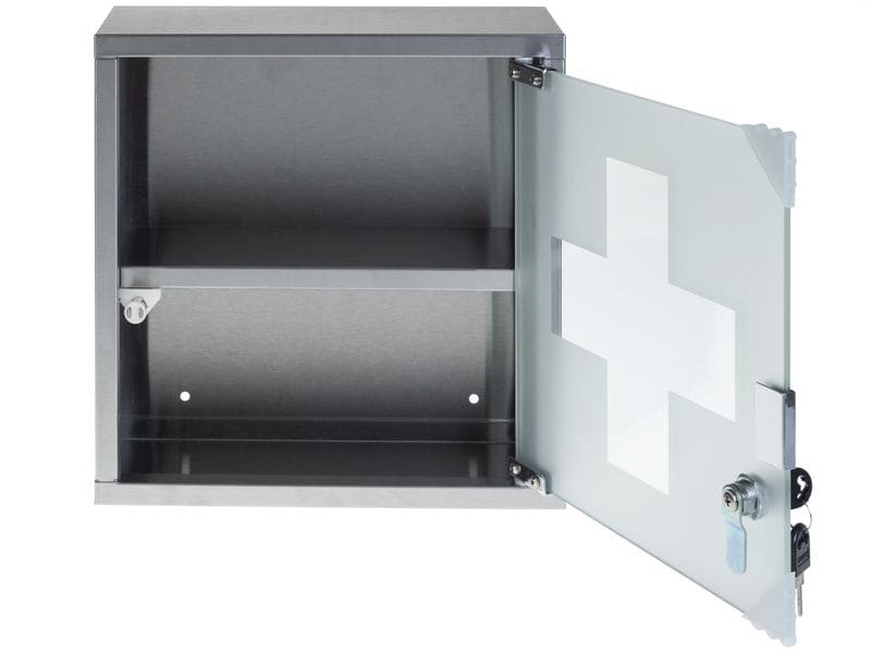 STRUCT Erste Hilfe Schrank 30 x 30 x 12 cm, Edelstahl Medizinschrank zur Wandmontage