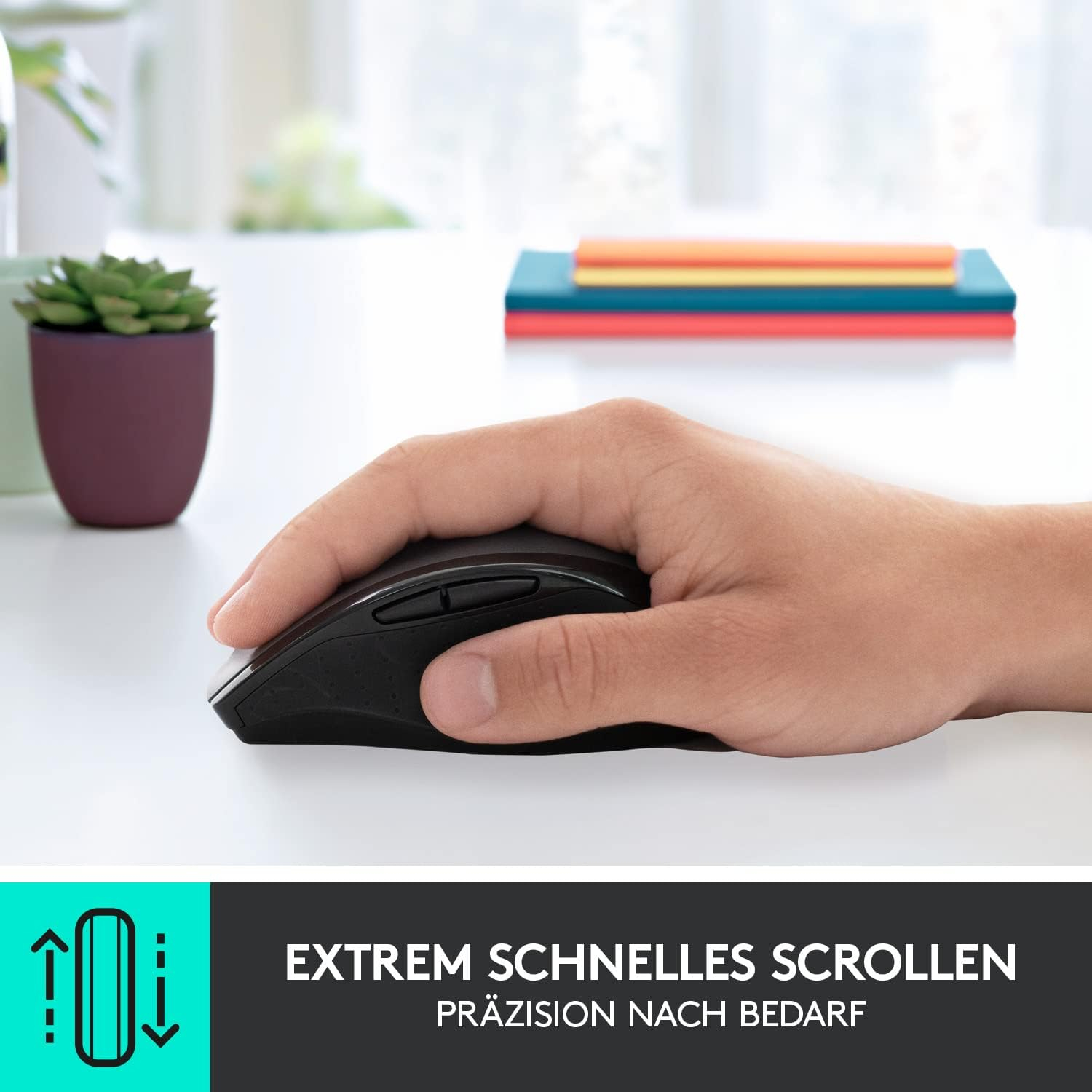 Marathon Maus M705 Ultramobile Kabellose 2.4 GHz Optische Wireless Funk Maus 1000 DPI   USB A Dongle (910-001949) - Schwarz