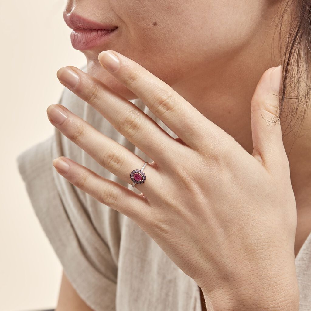 Bague Leona Or Rose Rubis Et Saphir Et Diamant