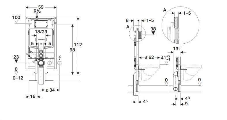 Geberit UP720 toiletset met Villeroy en Boch Subway 2.0 wandcloset en zitting