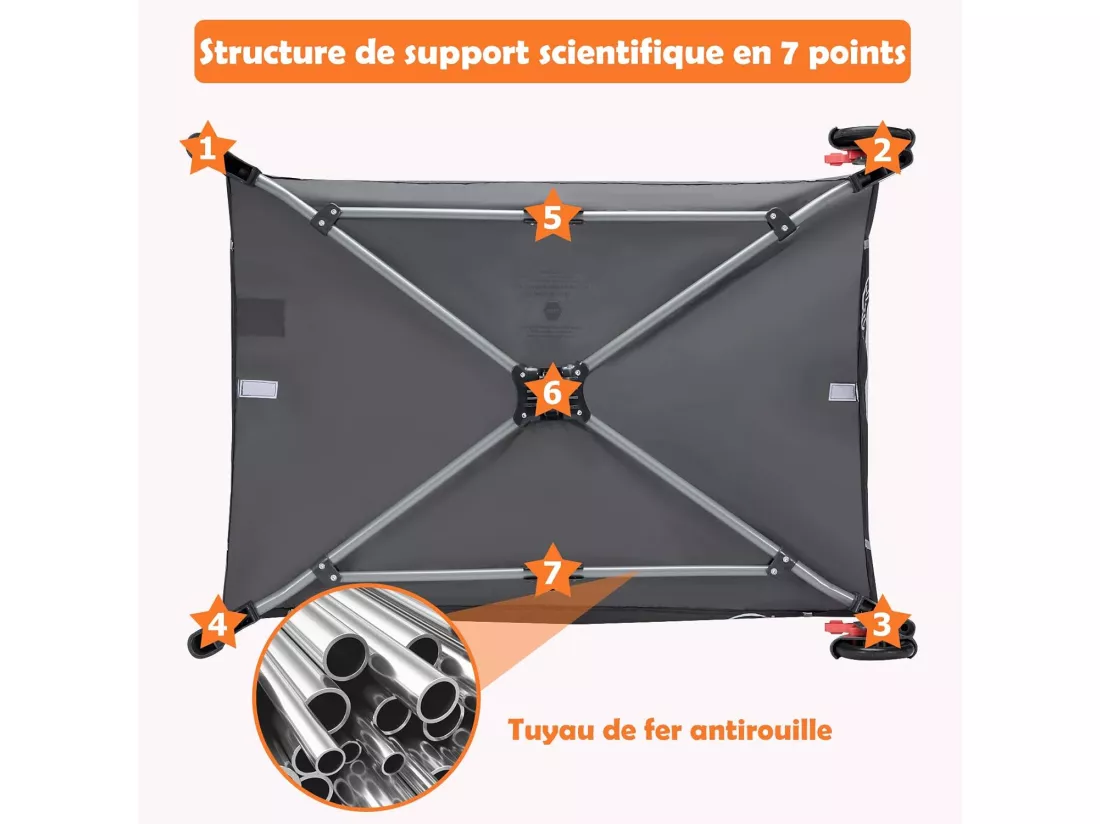 Lit Parapluie Bébé Pliant 4 en 1 avec Matelas,Filet Amovible Réglable,Table à Langer,Sac de Transport Roues Verrouillables