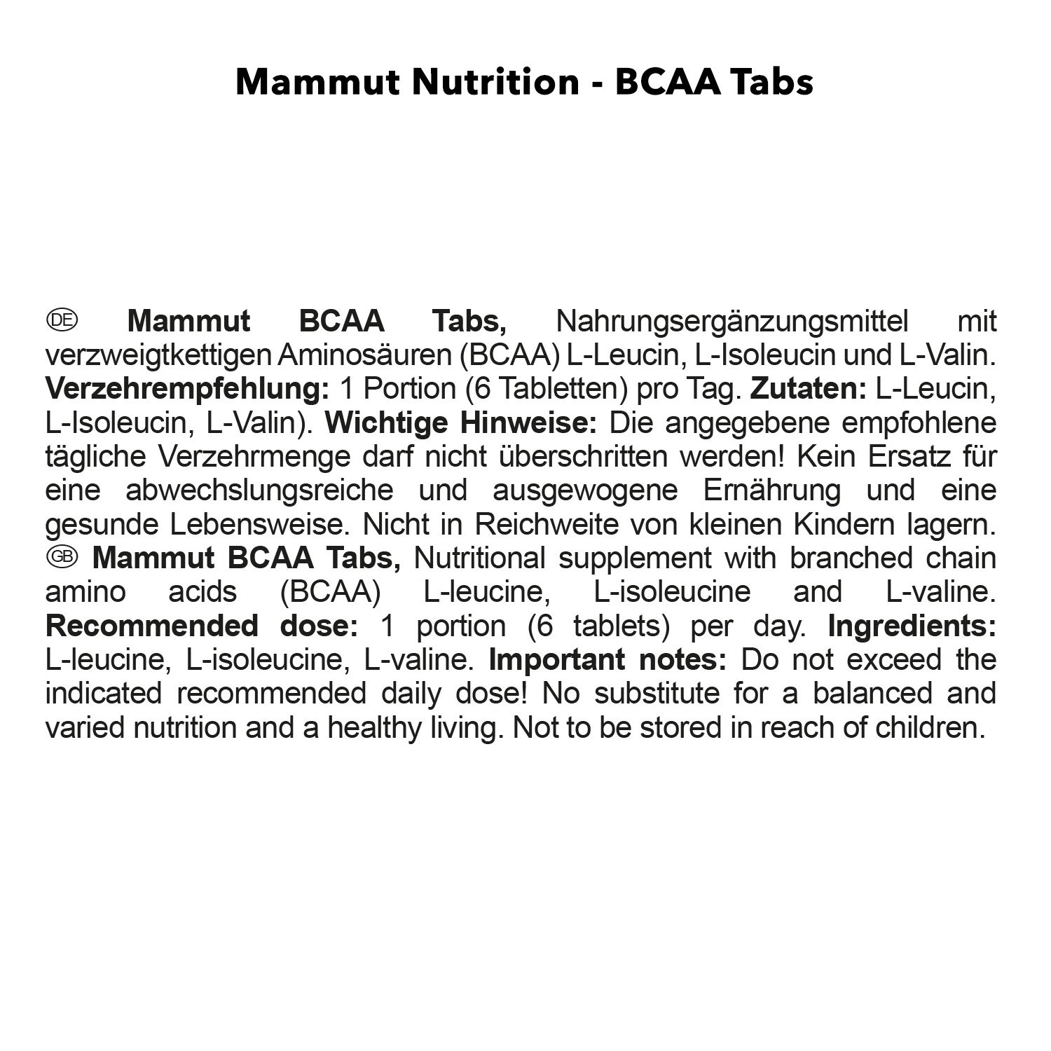 Mammut BCAA Tabs