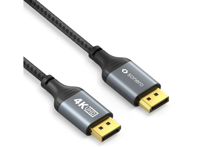 sonero Kabel DisplayPort - DisplayPort, 1 m DisplayPort auf DisplayPort Kabel - 4K60 - grau/schwarz - 1.00m
