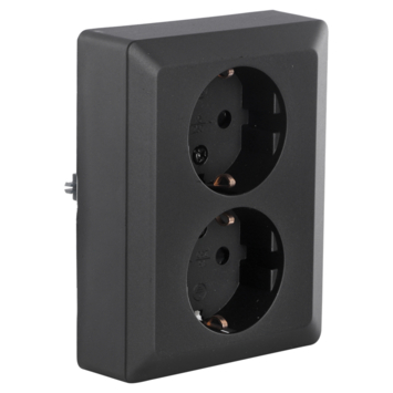 GAMMA Denali Dubbel Geaard Stopcontact Mat Zwart