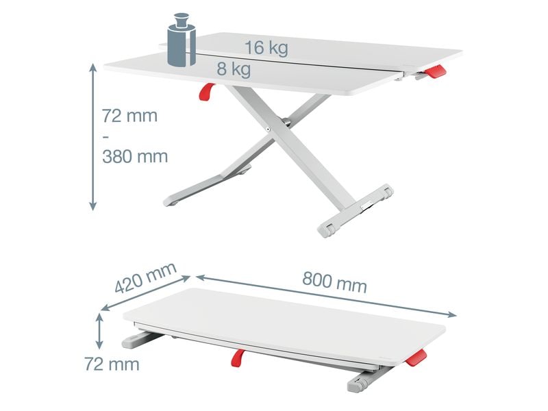 Leitz Ergo Cosy Höhenverstellbarer Schreibtischaufsatz Leitz Ergo Cosy Höhenverstellbarer Sitz-/Steh-Schreibtischaufsatz mit ausziehbarer Tastaturablage