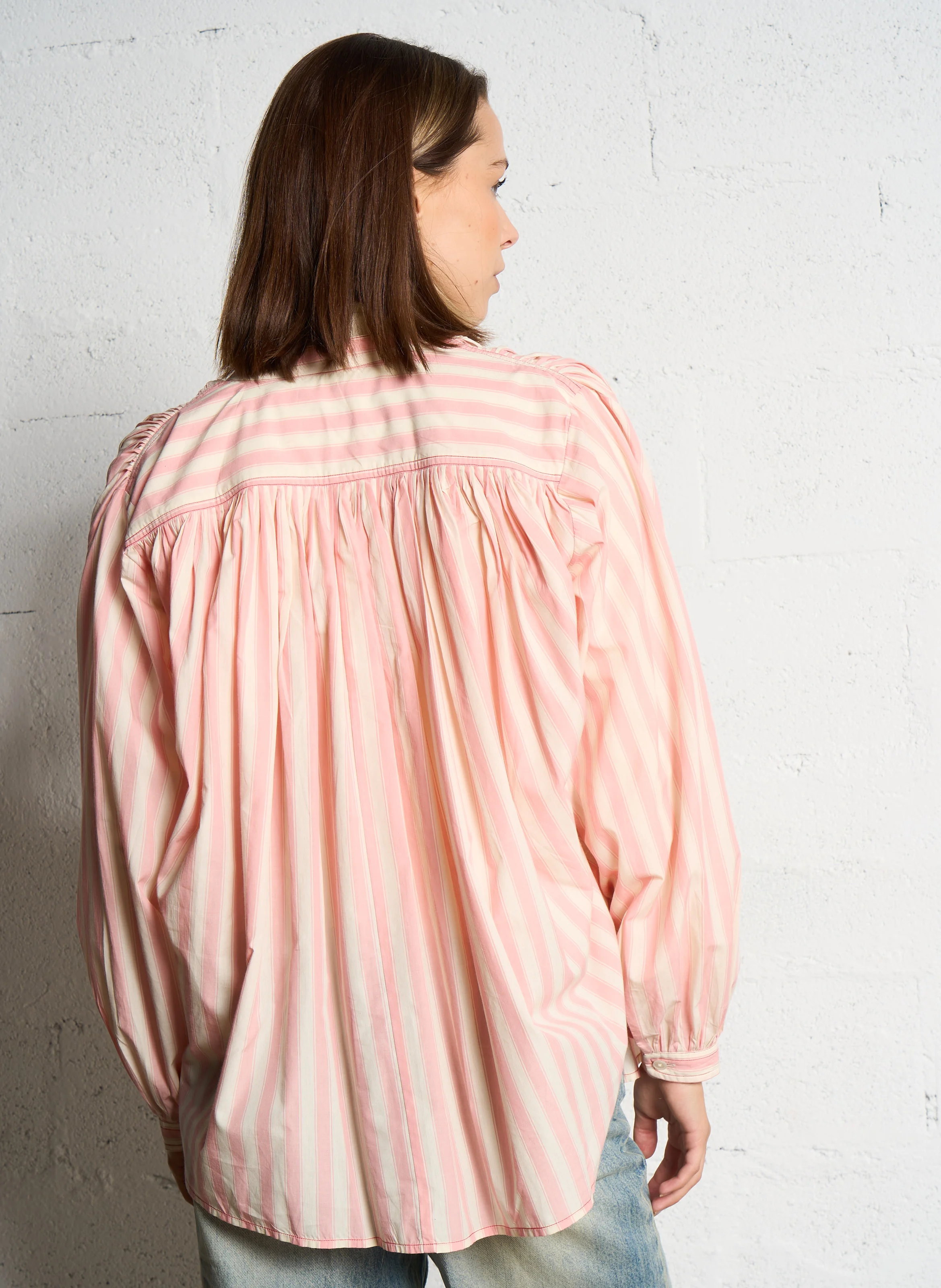 POPPY - Chemise ample col mao en coton | Rose
