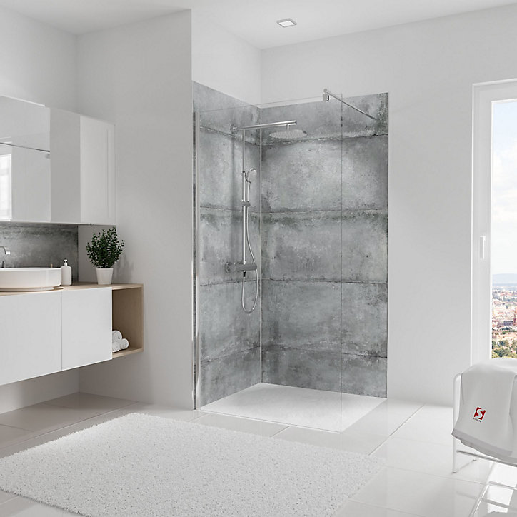 Lot de 2 panneaux muraux salle de bains 100 x 210 cm, Schulte DécoDesign Décor, gris antico