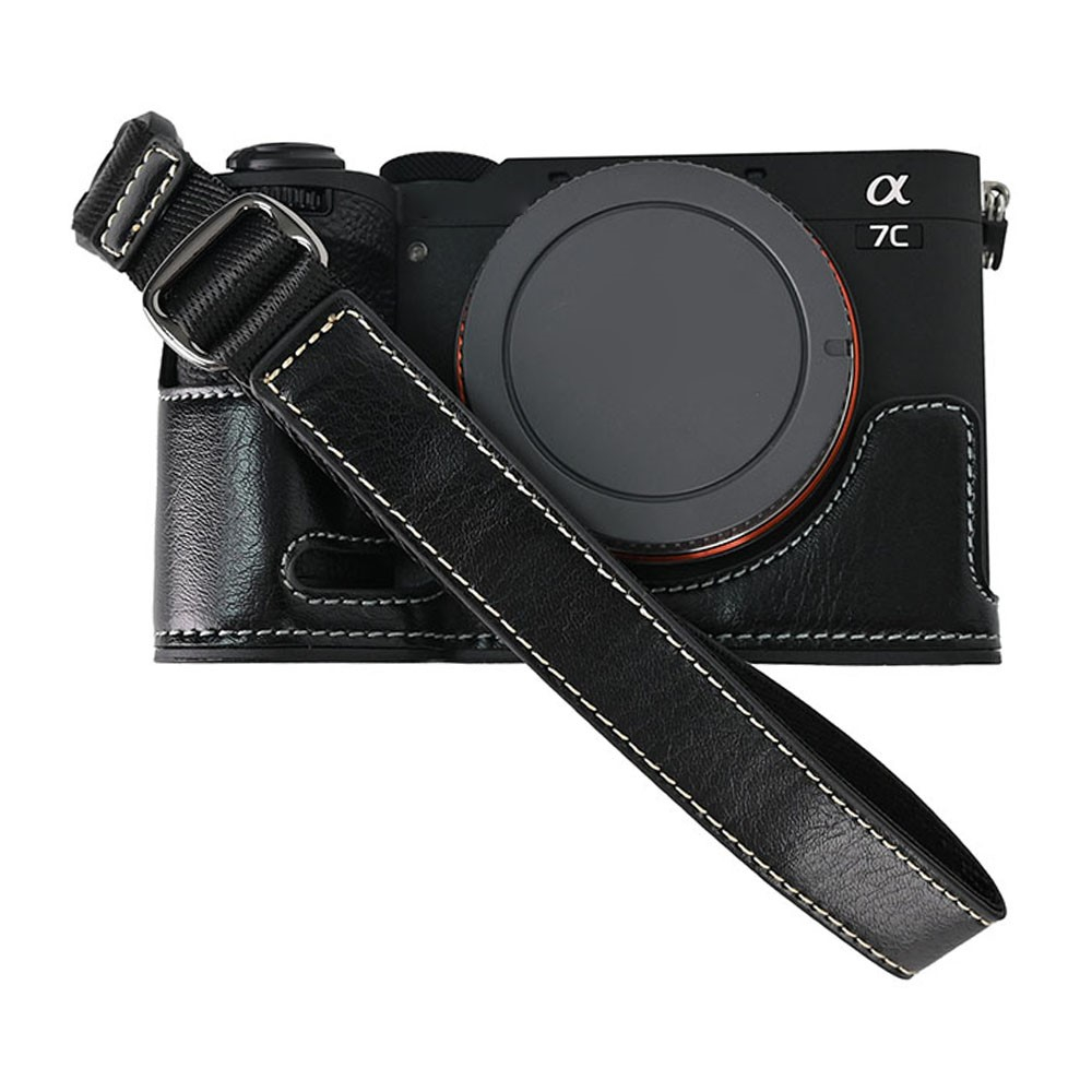 Kamera Handschlaufe aus Kunstleder mit verstellbaren Handgelenkriemen und Quick Release für GoPro / Digital SLR Kameras - Schwarz