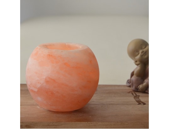 ZEN AROME - Lampe à poser Bougeoir en cristal de sel himalaya sphère 900g