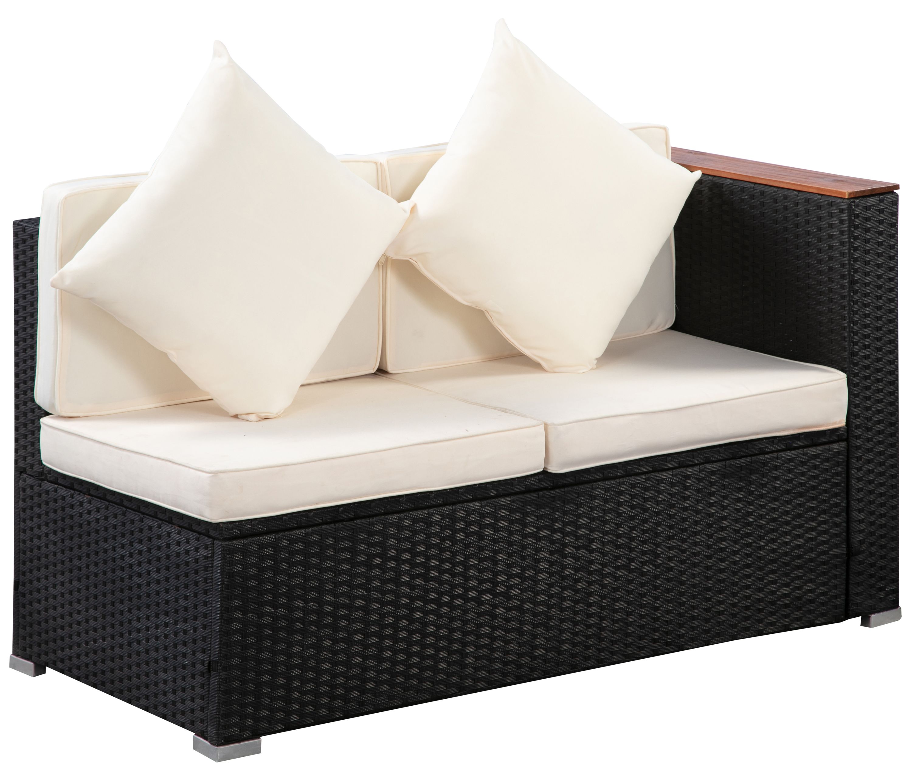 Rattanlounge SENJA schwarz/beige