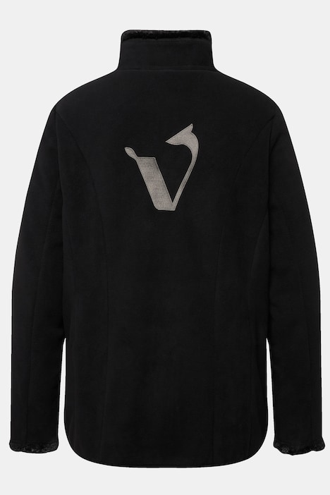 Fleece-Janker, Teddyplüsch, Stickerei, Stehkragen